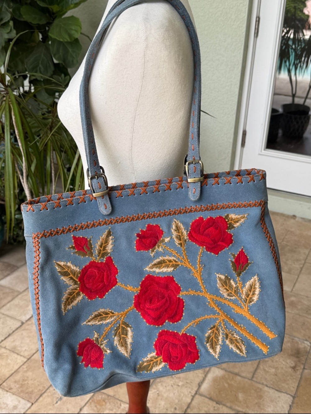 Isabella Fiore red rambling rose large bag